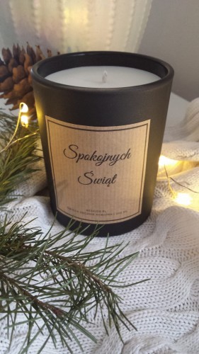 Spokojnych Świąt - świeca z wosku słonecznikowego.jpg